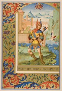A court fool, reproduction of a miniature from a 15th century manuscript, from 